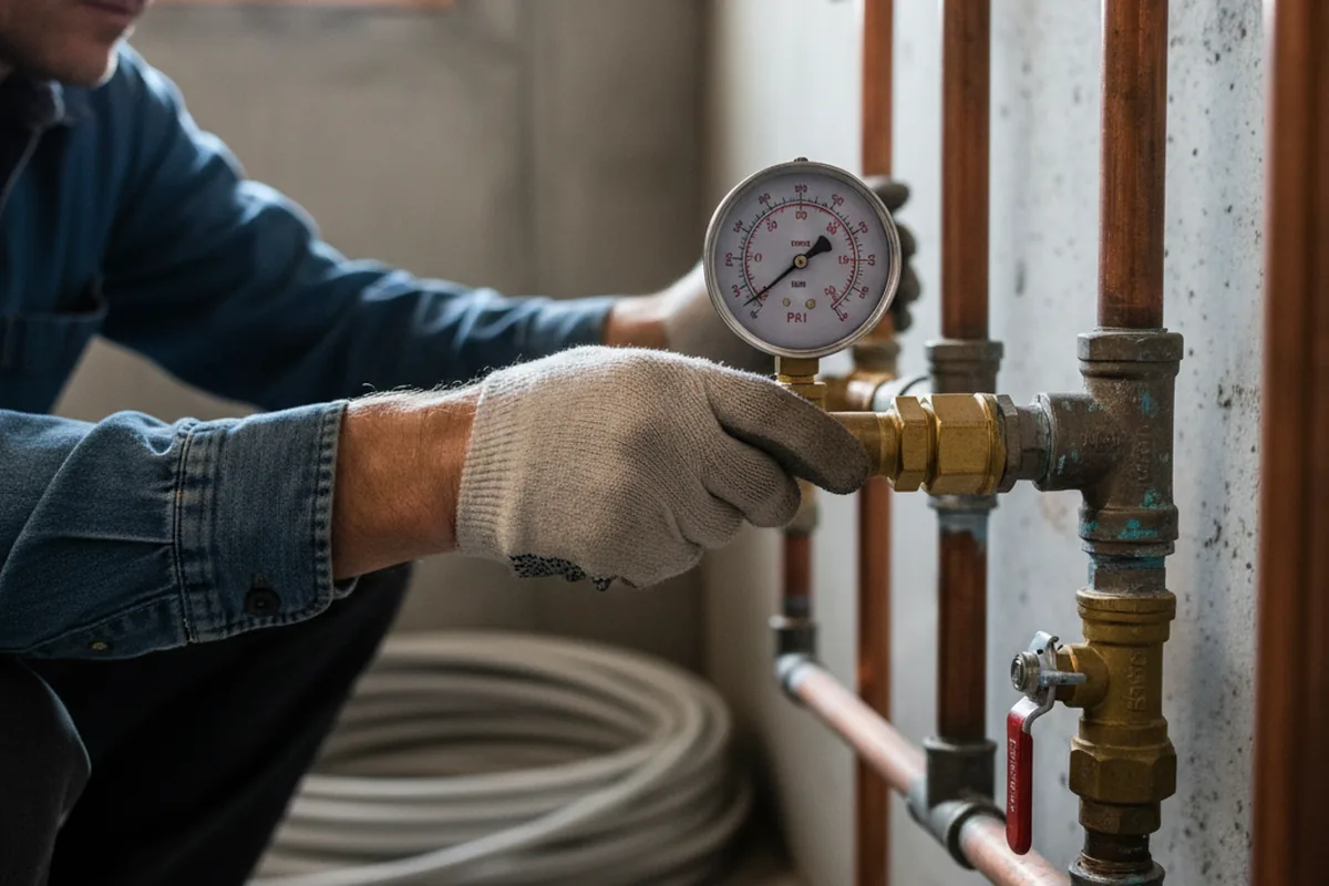 Pressure testing a repaired line during Water Line Repair in Allenwood